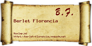 Berlet Florencia névjegykártya